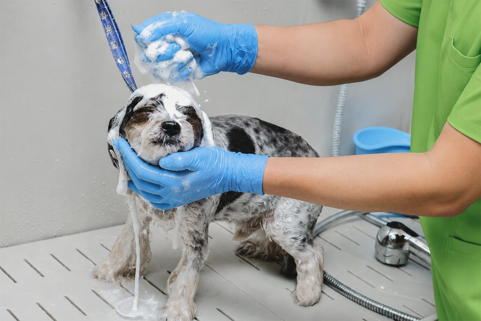 Medicated dog bath at Parkview Pet Center in Doha, Qatar