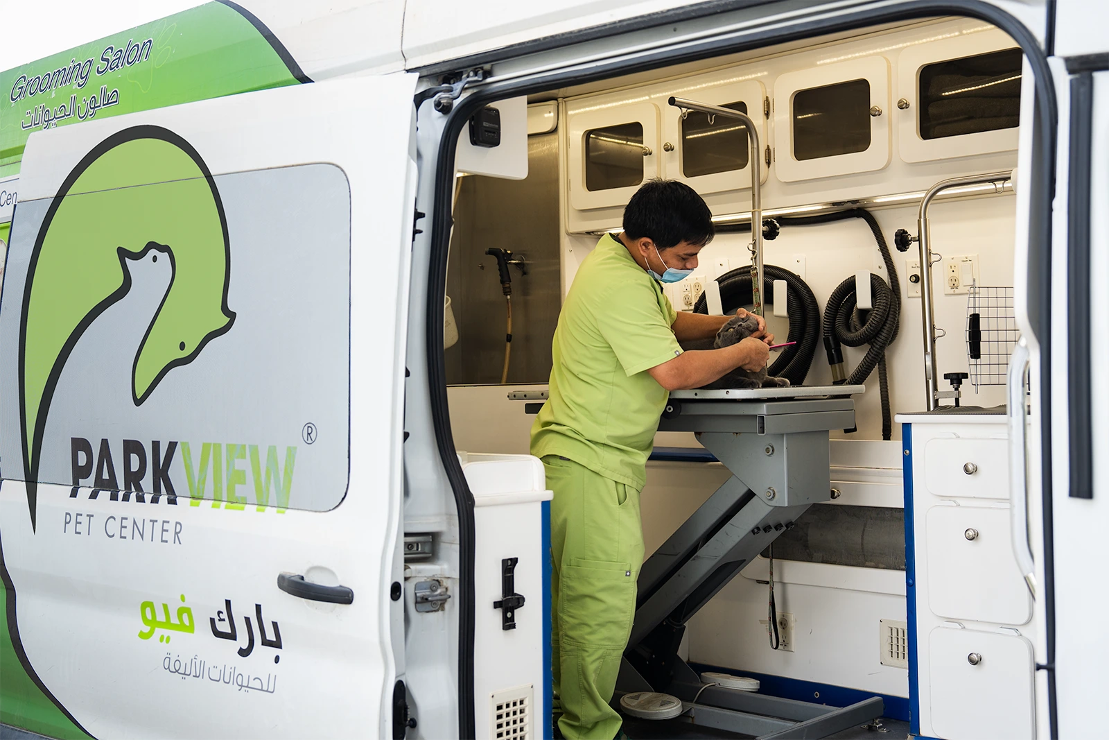 Parkview Pet Center mobile grooming van in Doha, Qatar