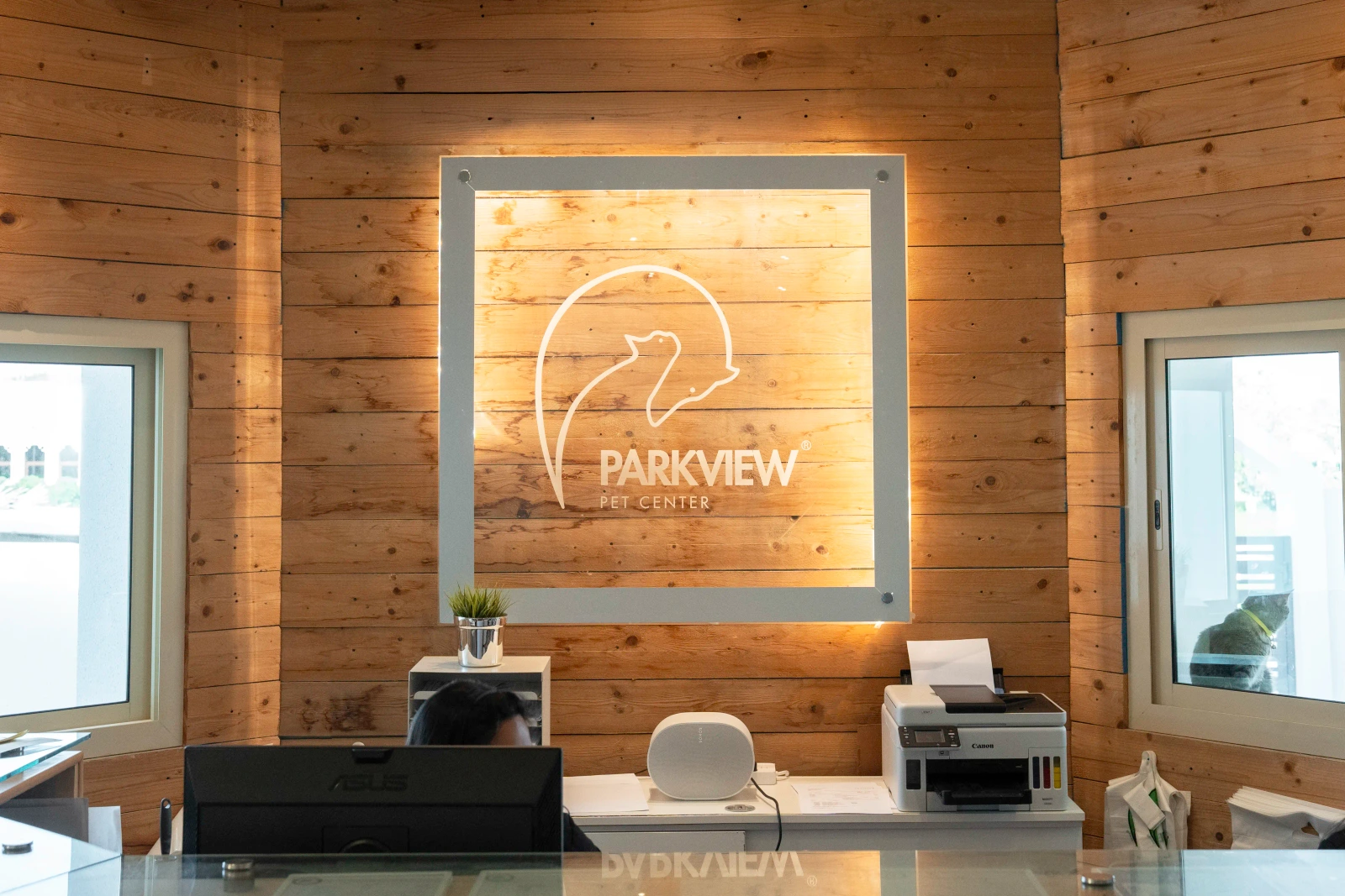 Reception desk at Parkview Pet Center in Doha, Qatar